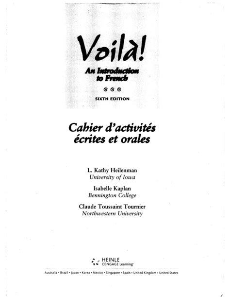 Voila An Introduction to French Cahier d activites Orales Kindle Editon